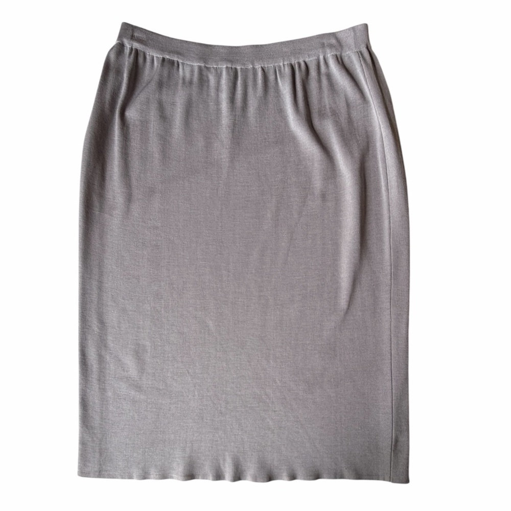 Ming Wang Light Gray Knit Skirt, Medium